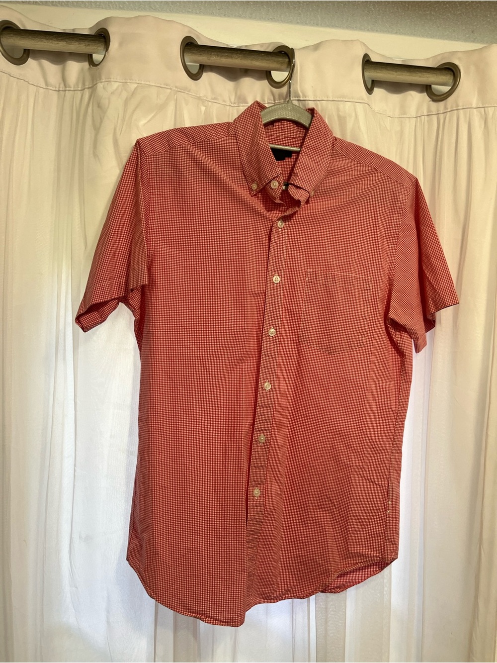 J. Crew Red white gingham Short-Sleeve Button Shirt size small patriotic preppy